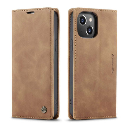 CASEME iPhone 14 Plus Retro Wallet Case - Brown - Casebump