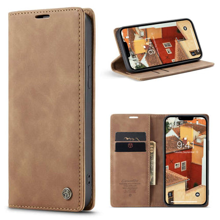 CASEME iPhone 14 Plus Retro Wallet Case - Brown - Casebump