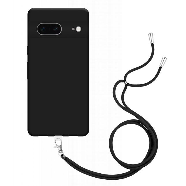 Google Pixel 7 Soft TPU Case with Strap - (Black) - Casebump