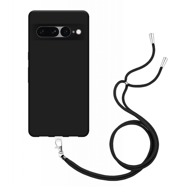 Google Pixel 7 Pro Soft TPU Case with Strap - (Black) - Casebump