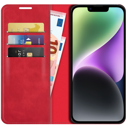 Apple iPhone 14 Plus Wallet Case Magnetic - Red - Casebump