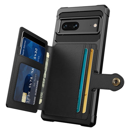 Google Pixel 7 Magnetic Card Holder Hybrid Case  - Black - Casebump