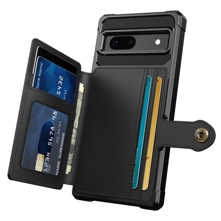 Google Pixel 7a Magnetic Card Holder Hybrid Case  - Black - Casebump